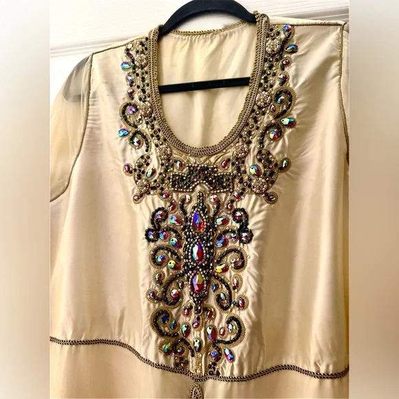 Moroccan kaftan Designer Hand Work Dubai Embroidered Georgette Stylish Maxi . - Picture 4 of 9